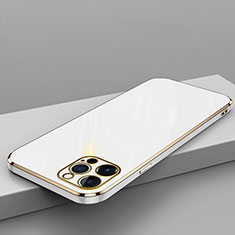 Silikon Hülle Handyhülle Ultra Dünn Flexible Schutzhülle Tasche S04 für Apple iPhone 14 Pro Weiß