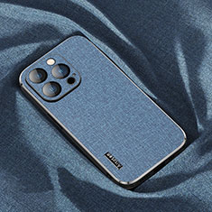 Silikon Hülle Handyhülle Ultra Dünn Flexible Schutzhülle Tasche Stoff AT1 für Apple iPhone 13 Pro Max Blau