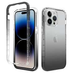 Silikon Hülle Handyhülle Ultra Dünn Flexible Schutzhülle Tasche Transparent Vorder und Rückseite 360 Grad Ganzkörper Farbverlauf für Apple iPhone 13 Pro Dunkelgrau