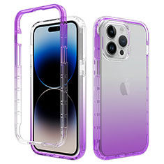 Silikon Hülle Handyhülle Ultra Dünn Flexible Schutzhülle Tasche Transparent Vorder und Rückseite 360 Grad Ganzkörper Farbverlauf für Apple iPhone 13 Pro Violett