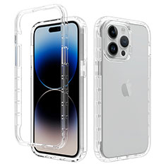 Silikon Hülle Handyhülle Ultra Dünn Flexible Schutzhülle Tasche Transparent Vorder und Rückseite 360 Grad Ganzkörper Farbverlauf für Apple iPhone 14 Pro Klar