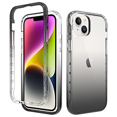 Silikon Hülle Handyhülle Ultra Dünn Flexible Schutzhülle Tasche Transparent Vorder und Rückseite 360 Grad Ganzkörper Farbverlauf für Apple iPhone 15 Plus Dunkelgrau