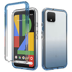 Silikon Hülle Handyhülle Ultra Dünn Flexible Schutzhülle Tasche Transparent Vorder und Rückseite 360 Grad Ganzkörper Farbverlauf für Google Pixel 4 Blau