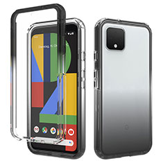 Silikon Hülle Handyhülle Ultra Dünn Flexible Schutzhülle Tasche Transparent Vorder und Rückseite 360 Grad Ganzkörper Farbverlauf für Google Pixel 4 Dunkelgrau