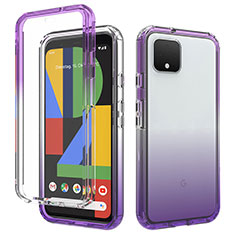 Silikon Hülle Handyhülle Ultra Dünn Flexible Schutzhülle Tasche Transparent Vorder und Rückseite 360 Grad Ganzkörper Farbverlauf für Google Pixel 4 Violett