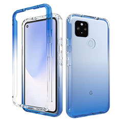 Silikon Hülle Handyhülle Ultra Dünn Flexible Schutzhülle Tasche Transparent Vorder und Rückseite 360 Grad Ganzkörper Farbverlauf für Google Pixel 4a 5G Blau