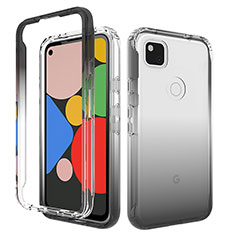 Silikon Hülle Handyhülle Ultra Dünn Flexible Schutzhülle Tasche Transparent Vorder und Rückseite 360 Grad Ganzkörper Farbverlauf für Google Pixel 4a Dunkelgrau