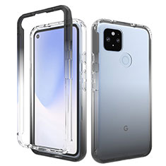 Silikon Hülle Handyhülle Ultra Dünn Flexible Schutzhülle Tasche Transparent Vorder und Rückseite 360 Grad Ganzkörper Farbverlauf für Google Pixel 5 XL 5G Dunkelgrau