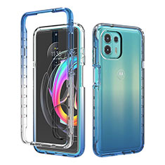 Silikon Hülle Handyhülle Ultra Dünn Flexible Schutzhülle Tasche Transparent Vorder und Rückseite 360 Grad Ganzkörper Farbverlauf für Motorola Moto Edge 20 Lite 5G Blau