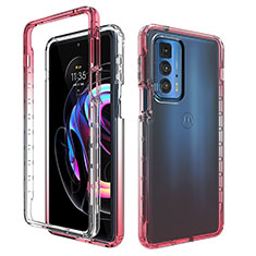 Silikon Hülle Handyhülle Ultra Dünn Flexible Schutzhülle Tasche Transparent Vorder und Rückseite 360 Grad Ganzkörper Farbverlauf für Motorola Moto Edge 20 Pro 5G Rot