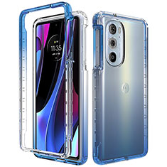 Silikon Hülle Handyhülle Ultra Dünn Flexible Schutzhülle Tasche Transparent Vorder und Rückseite 360 Grad Ganzkörper Farbverlauf für Motorola Moto Edge Plus (2022) 5G Blau