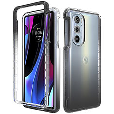 Silikon Hülle Handyhülle Ultra Dünn Flexible Schutzhülle Tasche Transparent Vorder und Rückseite 360 Grad Ganzkörper Farbverlauf für Motorola Moto Edge Plus (2022) 5G Schwarz