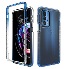 Silikon Hülle Handyhülle Ultra Dünn Flexible Schutzhülle Tasche Transparent Vorder und Rückseite 360 Grad Ganzkörper Farbverlauf für Motorola Moto Edge S Pro 5G Blau