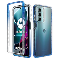 Silikon Hülle Handyhülle Ultra Dünn Flexible Schutzhülle Tasche Transparent Vorder und Rückseite 360 Grad Ganzkörper Farbverlauf für Motorola Moto Edge S30 5G Blau