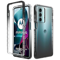 Silikon Hülle Handyhülle Ultra Dünn Flexible Schutzhülle Tasche Transparent Vorder und Rückseite 360 Grad Ganzkörper Farbverlauf für Motorola Moto Edge S30 5G Schwarz