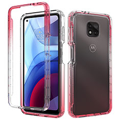 Silikon Hülle Handyhülle Ultra Dünn Flexible Schutzhülle Tasche Transparent Vorder und Rückseite 360 Grad Ganzkörper Farbverlauf für Motorola Moto G Power (2021) Rot