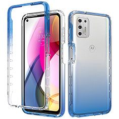 Silikon Hülle Handyhülle Ultra Dünn Flexible Schutzhülle Tasche Transparent Vorder und Rückseite 360 Grad Ganzkörper Farbverlauf für Motorola Moto G Stylus (2021) Blau