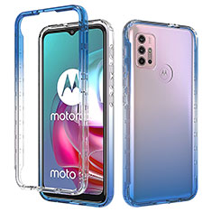 Silikon Hülle Handyhülle Ultra Dünn Flexible Schutzhülle Tasche Transparent Vorder und Rückseite 360 Grad Ganzkörper Farbverlauf für Motorola Moto G10 Power Blau