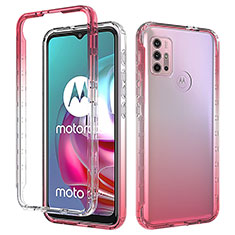 Silikon Hülle Handyhülle Ultra Dünn Flexible Schutzhülle Tasche Transparent Vorder und Rückseite 360 Grad Ganzkörper Farbverlauf für Motorola Moto G10 Power Rot