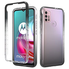 Silikon Hülle Handyhülle Ultra Dünn Flexible Schutzhülle Tasche Transparent Vorder und Rückseite 360 Grad Ganzkörper Farbverlauf für Motorola Moto G10 Power Schwarz