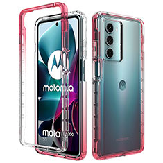 Silikon Hülle Handyhülle Ultra Dünn Flexible Schutzhülle Tasche Transparent Vorder und Rückseite 360 Grad Ganzkörper Farbverlauf für Motorola Moto G200 5G Rot