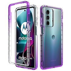Silikon Hülle Handyhülle Ultra Dünn Flexible Schutzhülle Tasche Transparent Vorder und Rückseite 360 Grad Ganzkörper Farbverlauf für Motorola Moto G200 5G Violett