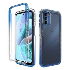 Silikon Hülle Handyhülle Ultra Dünn Flexible Schutzhülle Tasche Transparent Vorder und Rückseite 360 Grad Ganzkörper Farbverlauf für Motorola Moto G31 Blau