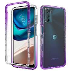 Silikon Hülle Handyhülle Ultra Dünn Flexible Schutzhülle Tasche Transparent Vorder und Rückseite 360 Grad Ganzkörper Farbverlauf für Motorola Moto G42 Violett