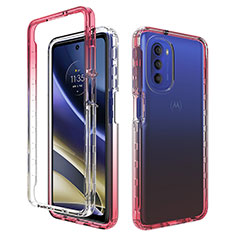 Silikon Hülle Handyhülle Ultra Dünn Flexible Schutzhülle Tasche Transparent Vorder und Rückseite 360 Grad Ganzkörper Farbverlauf für Motorola Moto G51 5G Rot