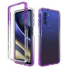 Silikon Hülle Handyhülle Ultra Dünn Flexible Schutzhülle Tasche Transparent Vorder und Rückseite 360 Grad Ganzkörper Farbverlauf für Motorola Moto G51 5G Violett
