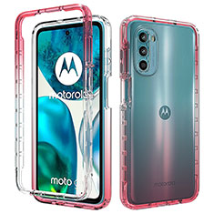 Silikon Hülle Handyhülle Ultra Dünn Flexible Schutzhülle Tasche Transparent Vorder und Rückseite 360 Grad Ganzkörper Farbverlauf für Motorola MOTO G52 Rot