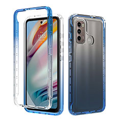 Silikon Hülle Handyhülle Ultra Dünn Flexible Schutzhülle Tasche Transparent Vorder und Rückseite 360 Grad Ganzkörper Farbverlauf für Motorola Moto G60 Blau