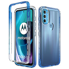 Silikon Hülle Handyhülle Ultra Dünn Flexible Schutzhülle Tasche Transparent Vorder und Rückseite 360 Grad Ganzkörper Farbverlauf für Motorola Moto G71 5G Blau