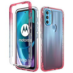 Silikon Hülle Handyhülle Ultra Dünn Flexible Schutzhülle Tasche Transparent Vorder und Rückseite 360 Grad Ganzkörper Farbverlauf für Motorola Moto G71 5G Rot