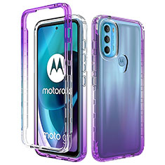 Silikon Hülle Handyhülle Ultra Dünn Flexible Schutzhülle Tasche Transparent Vorder und Rückseite 360 Grad Ganzkörper Farbverlauf für Motorola Moto G71 5G Violett