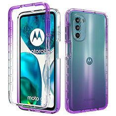 Silikon Hülle Handyhülle Ultra Dünn Flexible Schutzhülle Tasche Transparent Vorder und Rückseite 360 Grad Ganzkörper Farbverlauf für Motorola Moto G71s 5G Violett