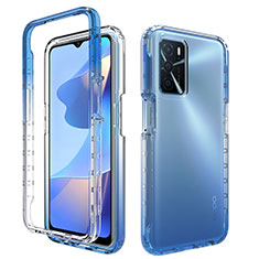 Silikon Hülle Handyhülle Ultra Dünn Flexible Schutzhülle Tasche Transparent Vorder und Rückseite 360 Grad Ganzkörper Farbverlauf für Oppo A16 Blau