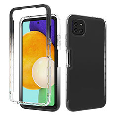 Silikon Hülle Handyhülle Ultra Dünn Flexible Schutzhülle Tasche Transparent Vorder und Rückseite 360 Grad Ganzkörper Farbverlauf für Samsung Galaxy A22 5G Dunkelgrau