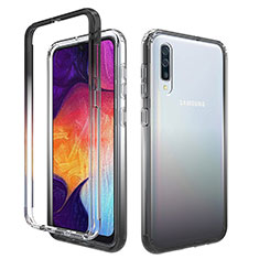 Silikon Hülle Handyhülle Ultra Dünn Flexible Schutzhülle Tasche Transparent Vorder und Rückseite 360 Grad Ganzkörper Farbverlauf für Samsung Galaxy A30S Dunkelgrau