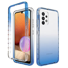 Silikon Hülle Handyhülle Ultra Dünn Flexible Schutzhülle Tasche Transparent Vorder und Rückseite 360 Grad Ganzkörper Farbverlauf für Samsung Galaxy A32 5G Blau