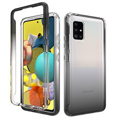 Silikon Hülle Handyhülle Ultra Dünn Flexible Schutzhülle Tasche Transparent Vorder und Rückseite 360 Grad Ganzkörper Farbverlauf für Samsung Galaxy A51 5G Dunkelgrau