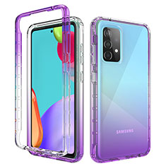 Silikon Hülle Handyhülle Ultra Dünn Flexible Schutzhülle Tasche Transparent Vorder und Rückseite 360 Grad Ganzkörper Farbverlauf für Samsung Galaxy A52 5G Violett