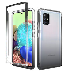 Silikon Hülle Handyhülle Ultra Dünn Flexible Schutzhülle Tasche Transparent Vorder und Rückseite 360 Grad Ganzkörper Farbverlauf für Samsung Galaxy A71 4G A715 Dunkelgrau