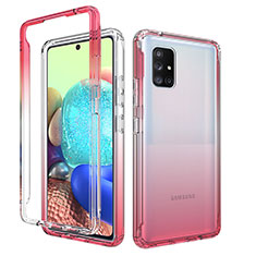 Silikon Hülle Handyhülle Ultra Dünn Flexible Schutzhülle Tasche Transparent Vorder und Rückseite 360 Grad Ganzkörper Farbverlauf für Samsung Galaxy A71 4G A715 Rot