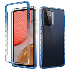 Silikon Hülle Handyhülle Ultra Dünn Flexible Schutzhülle Tasche Transparent Vorder und Rückseite 360 Grad Ganzkörper Farbverlauf für Samsung Galaxy A72 4G Blau