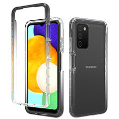 Silikon Hülle Handyhülle Ultra Dünn Flexible Schutzhülle Tasche Transparent Vorder und Rückseite 360 Grad Ganzkörper Farbverlauf für Samsung Galaxy F02S SM-E025F Dunkelgrau