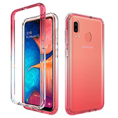 Silikon Hülle Handyhülle Ultra Dünn Flexible Schutzhülle Tasche Transparent Vorder und Rückseite 360 Grad Ganzkörper Farbverlauf für Samsung Galaxy M10S Rot