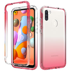 Silikon Hülle Handyhülle Ultra Dünn Flexible Schutzhülle Tasche Transparent Vorder und Rückseite 360 Grad Ganzkörper Farbverlauf für Samsung Galaxy M11 Rot