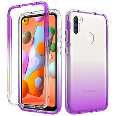 Silikon Hülle Handyhülle Ultra Dünn Flexible Schutzhülle Tasche Transparent Vorder und Rückseite 360 Grad Ganzkörper Farbverlauf für Samsung Galaxy M11 Violett