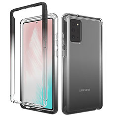 Silikon Hülle Handyhülle Ultra Dünn Flexible Schutzhülle Tasche Transparent Vorder und Rückseite 360 Grad Ganzkörper Farbverlauf für Samsung Galaxy Note 20 5G Dunkelgrau